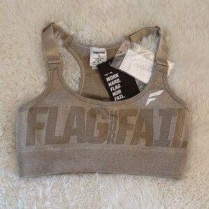 Flag Nor Fail Beige Sports Bra